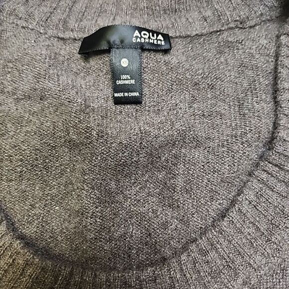 Aqua 100% Cashmere Brown Ranglan Sleeves Raw Hem Crop Sweater XS - Picture 3 of 10